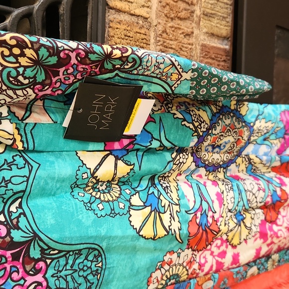 John Mark Colorful Floral Print Wired Collared Popover Tunic Top Size Small NWT - Picture 3 of 7